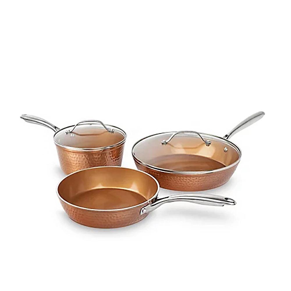 QVC Gotham Steel Set 2 padelle 1 casseruola 2 coperchi