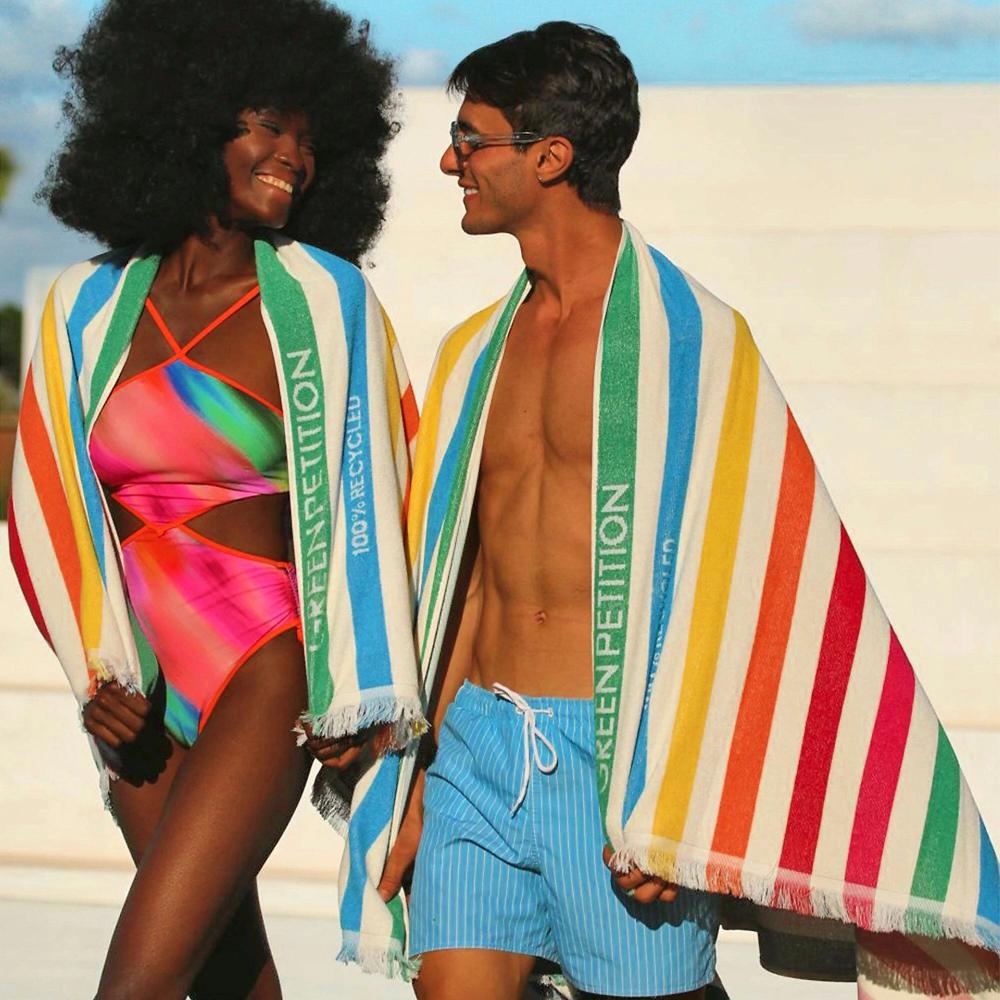 QVC Green Petition Telo mare 100x180cm 50% cotone riciclato 50%plastica riciclata