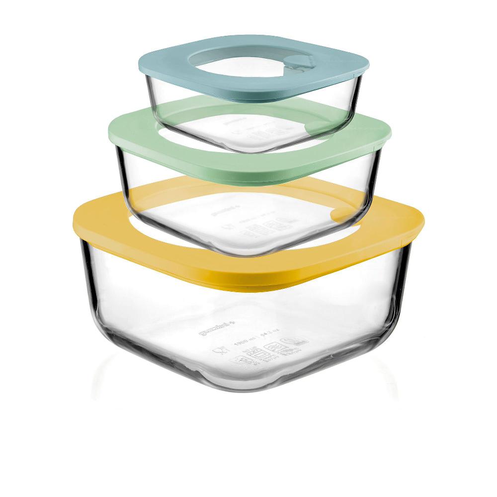 QVC Guzzini Store&Plus Set 3 Contenitori In Vetro Borosilicato Con Coperchio