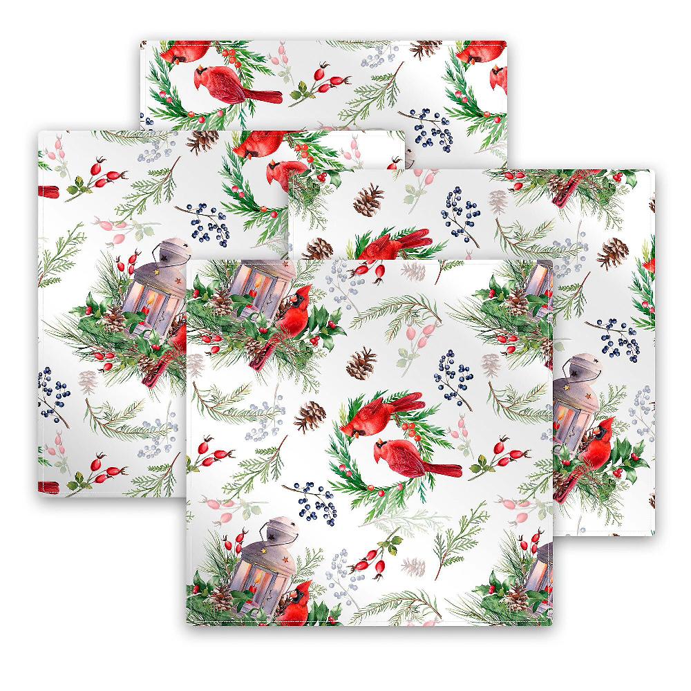 QVC Happidea 4 tovaglioli natalizi in cotone half panama