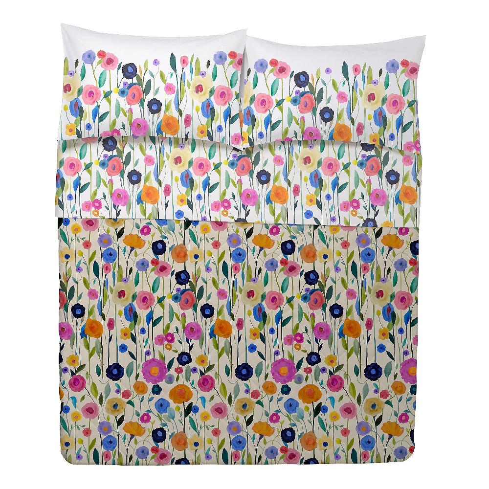 QVC Happidea Completo Letto Flora 100% Cotone Percalle Stampa Digitale