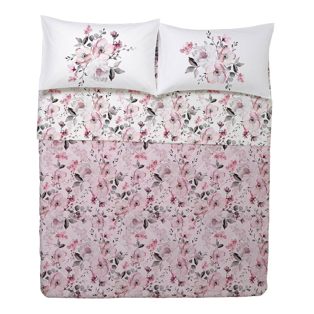 QVC Happidea Completo Letto Flora 100% Cotone Percalle Stampa Digitale