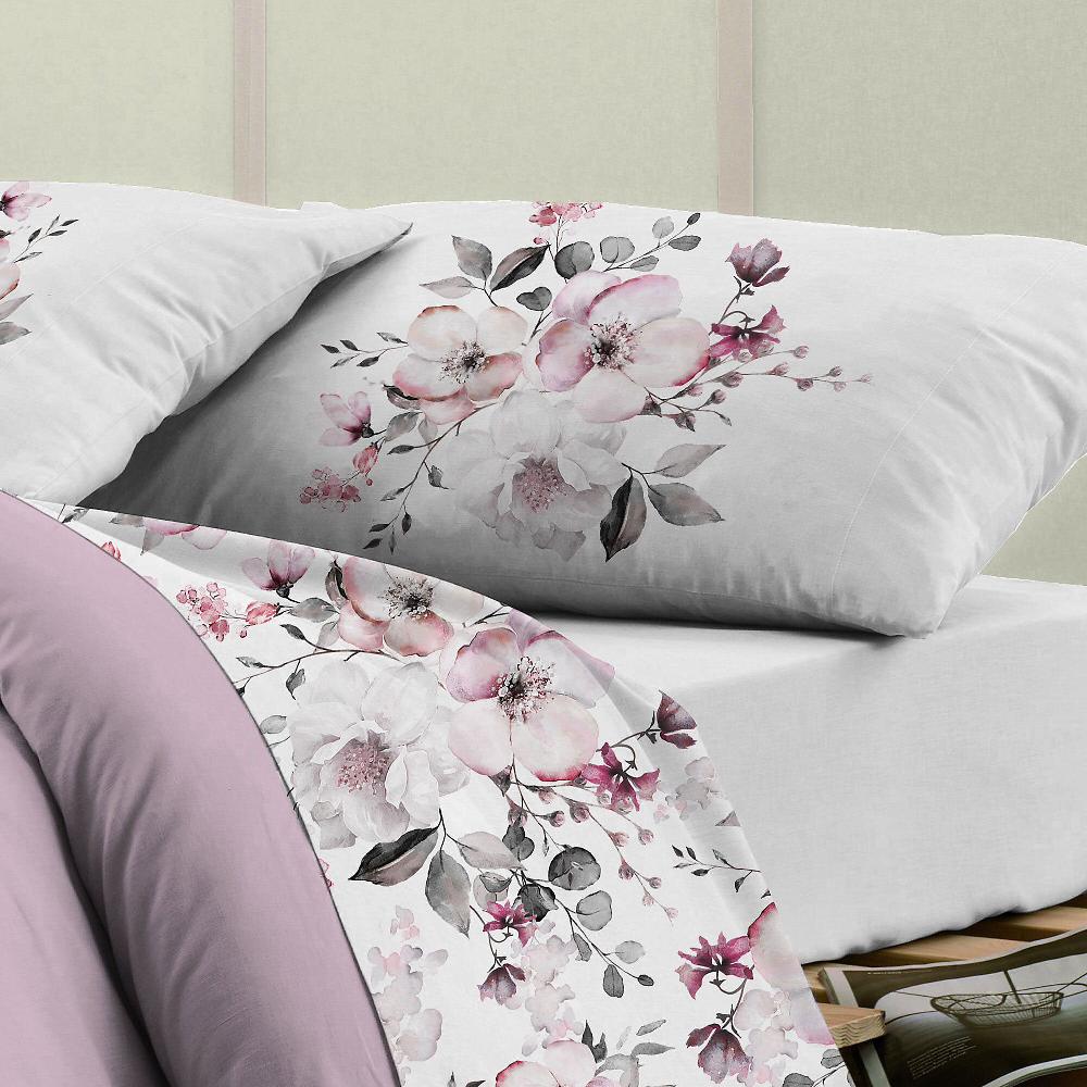 QVC Happidea Completo letto Flora 100% cotone percalle stampa digitale