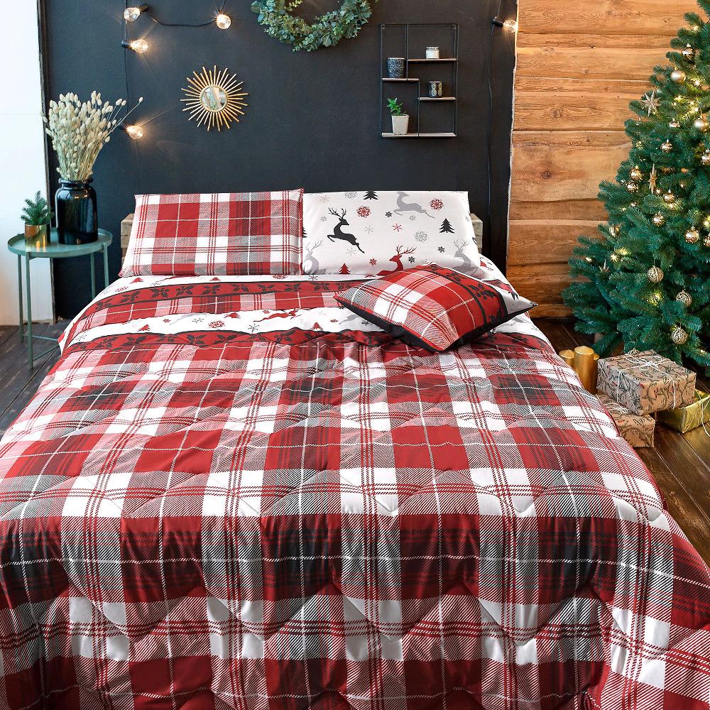 QVC Happidea Renna Completo letto con stampe natalizie