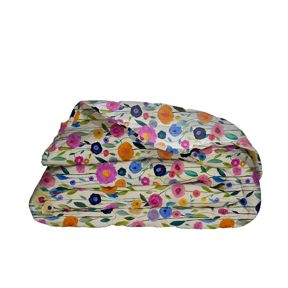 QVC Happidea Trapuntino Flora 100% cotone percalle stampa dig. 100g/mq