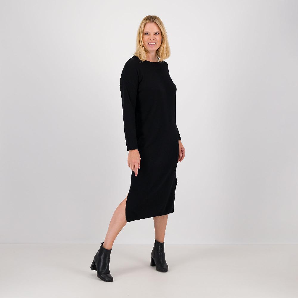 QVC Hekla & Co Abito Lungo Girocollo In Filato Con Cotone E Cashmere