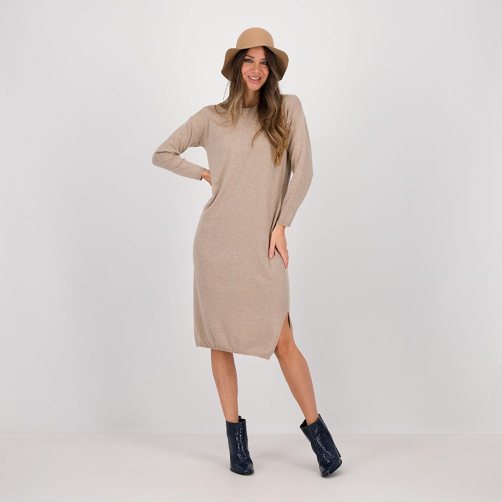 QVC Hekla & Co Abito lungo girocollo in filato con cotone e cashmere