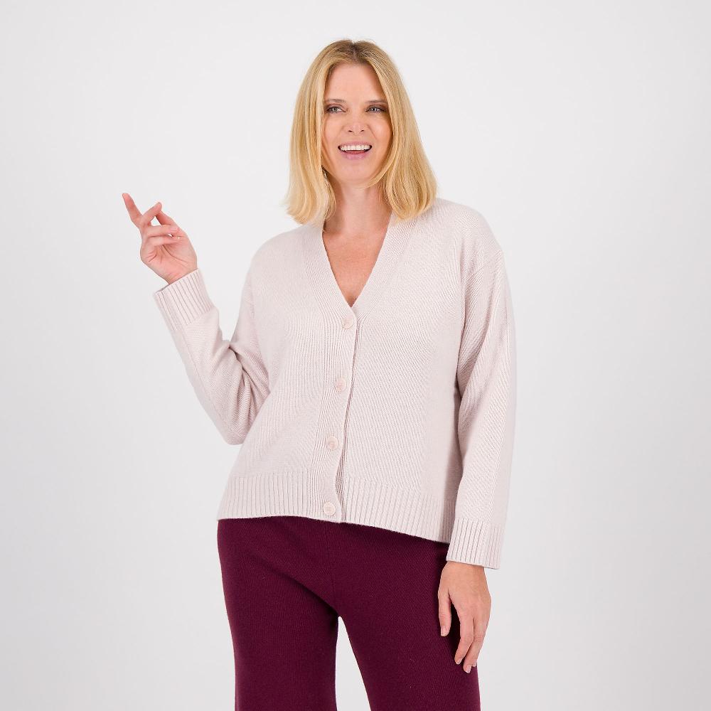 QVC Hekla & Co Cardigan Cropped In Filato Con Lana E Cashmere