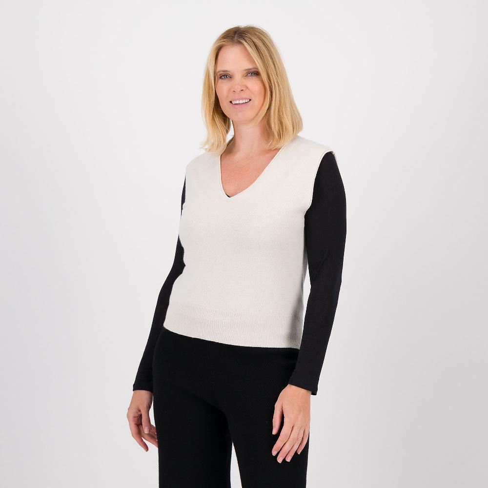 QVC Hekla & Co. Gilet in maglia in filato con cotone e cashmere