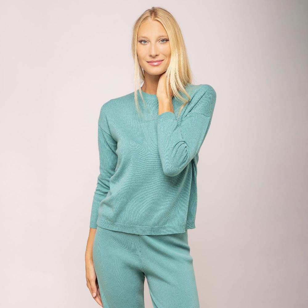 QVC Hekla & Co Maglia Girocollo In Filato Con Cotone E Cashmere