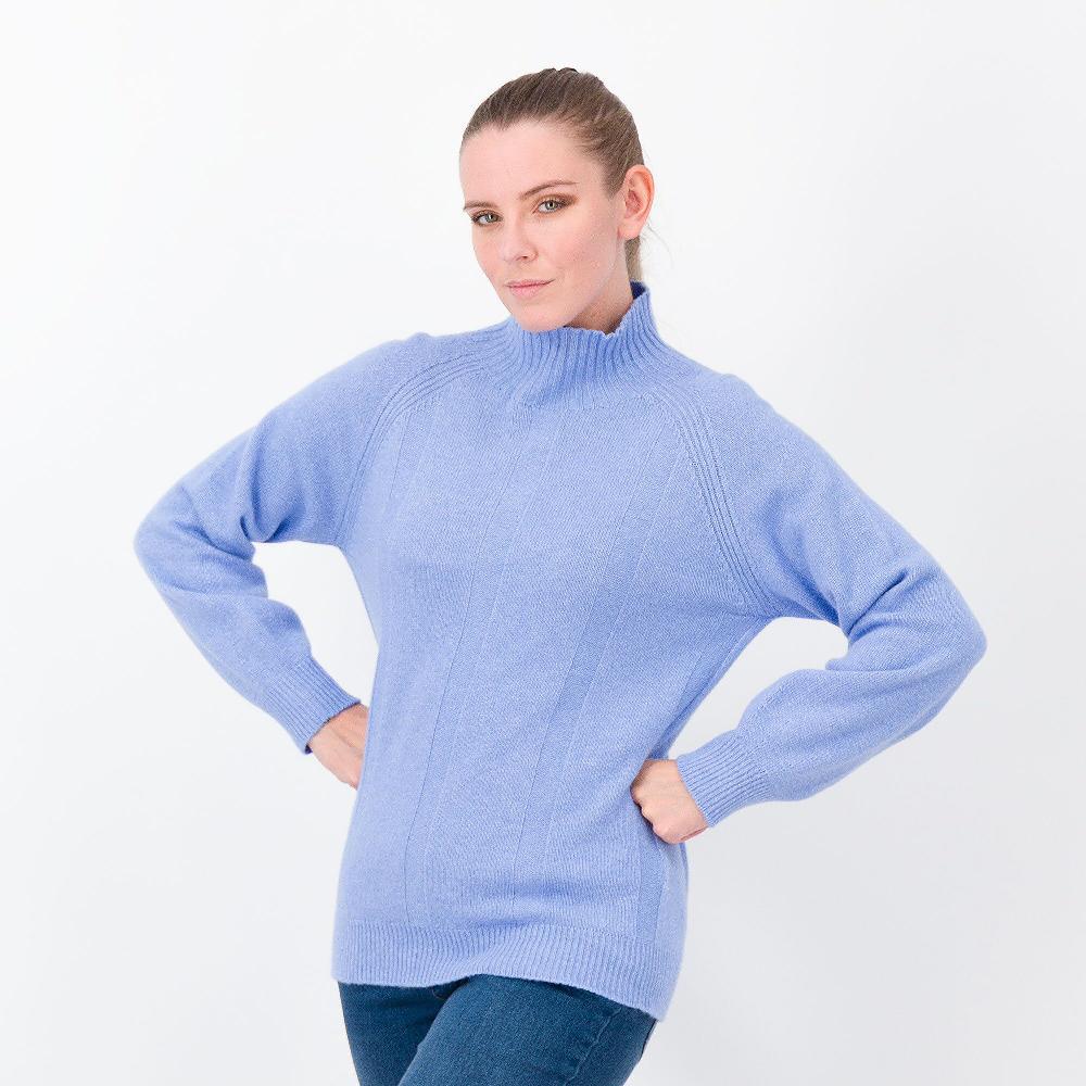 QVC HEKLA Maglia misto lana collo alto con coste davanti