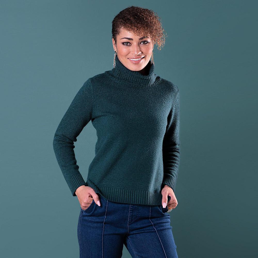 QVC HEKLA Maglione a collo alto in misto lana con cachemire