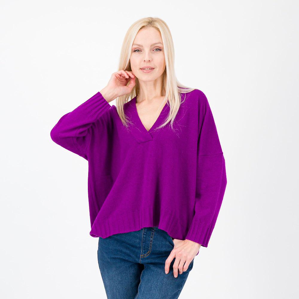 QVC HEKLA Maglione over in misto lana con scollo a V