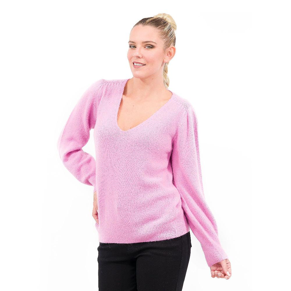 QVC HEKLA Maglione scollo a V in misto lana tinto capo