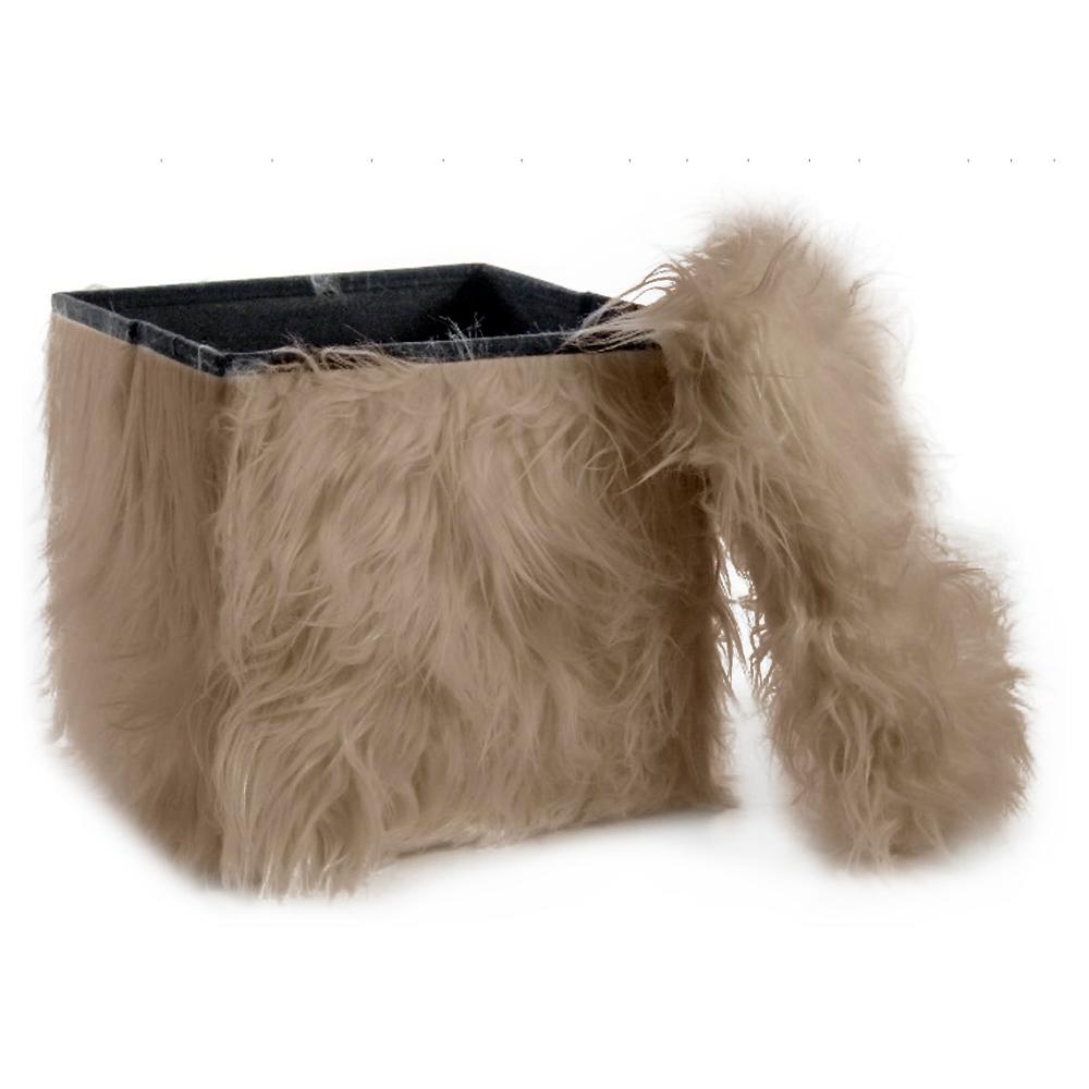 QVC Home Reflections Pouf contenitore Yeti ricoperto in peluche 38x38x38 cm