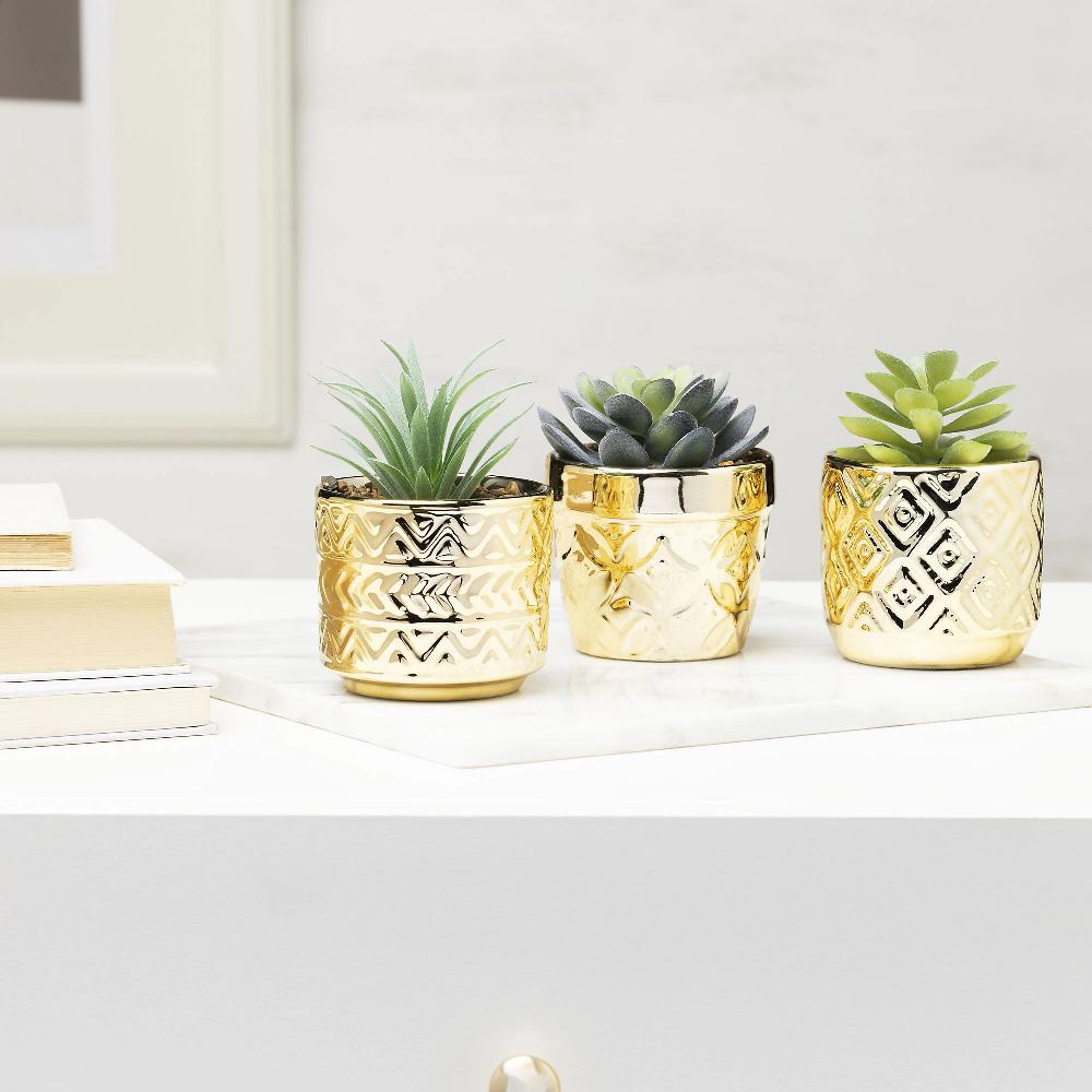 QVC Home Reflections Set 3 vasi con piantine artificiali