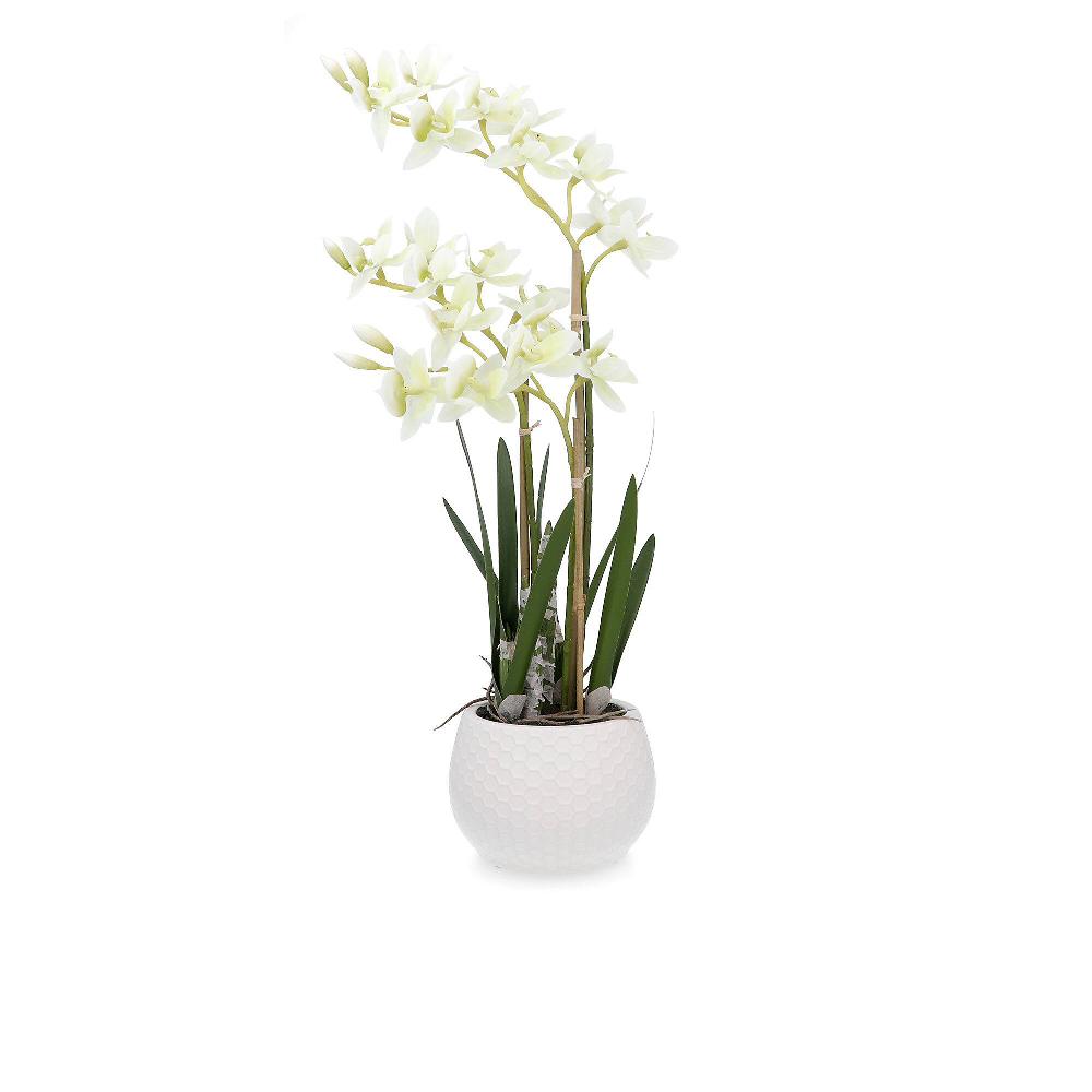 QVC Home Reflections Vaso in ceramica con finte orchidee