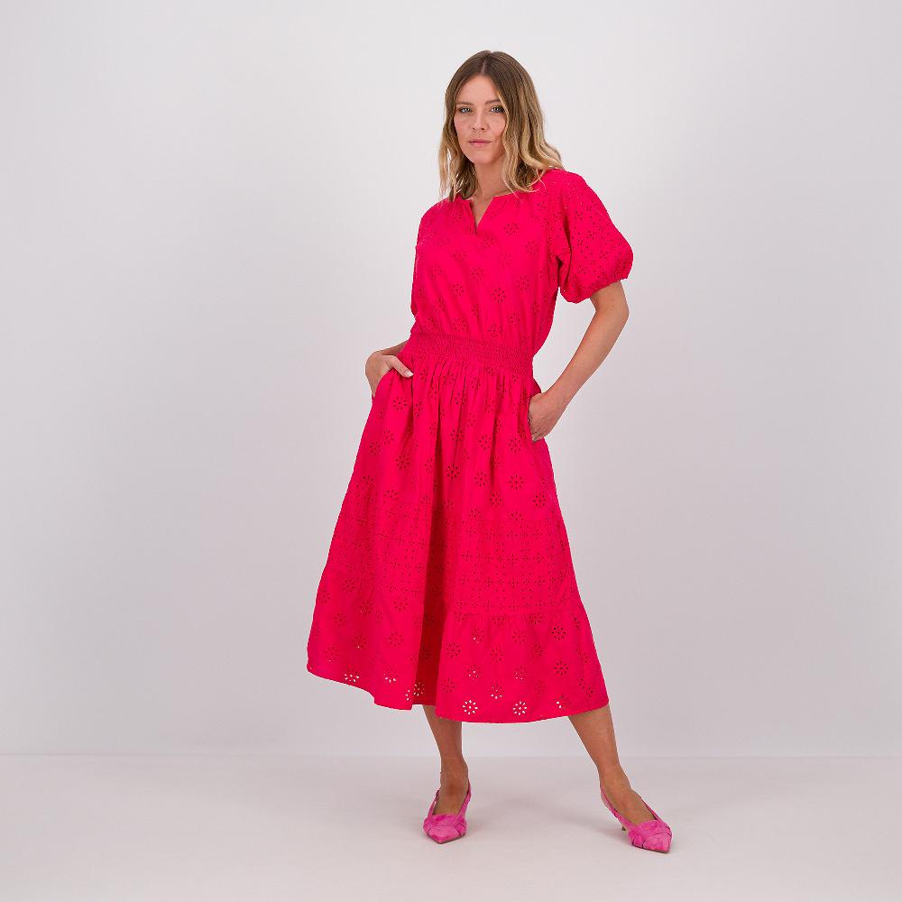 QVC Isaac Mizrahi Live Abito in Sangallo con nodo sul fianco e gonna a balze