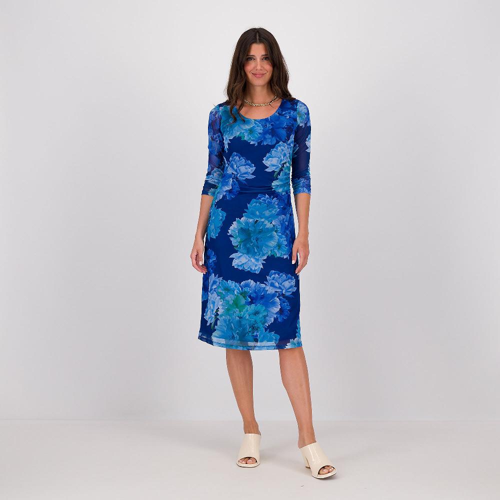QVC Isaac Mizrahi Live Abito in tessuto mesh fantasia con drappeggio