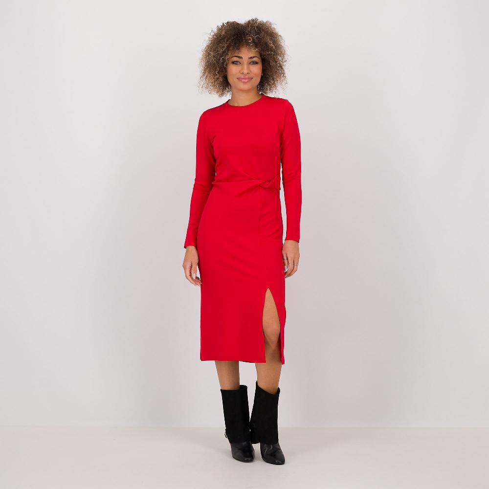 QVC Isaac Mizrahi Live Abito midi in maglia con maniche lunghe e drappeggio in vita