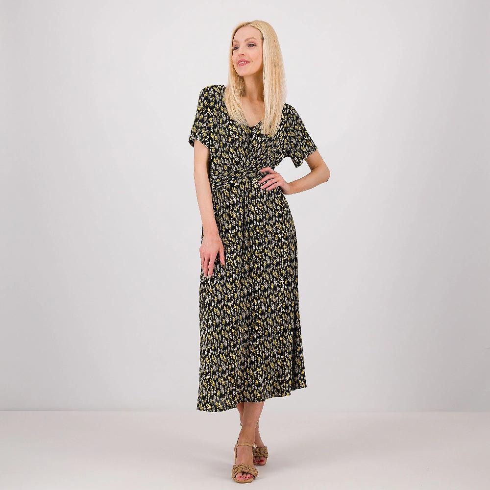 QVC Isaac Mizrahi Live Abito midi in tessuto fantasia con motivo torsione