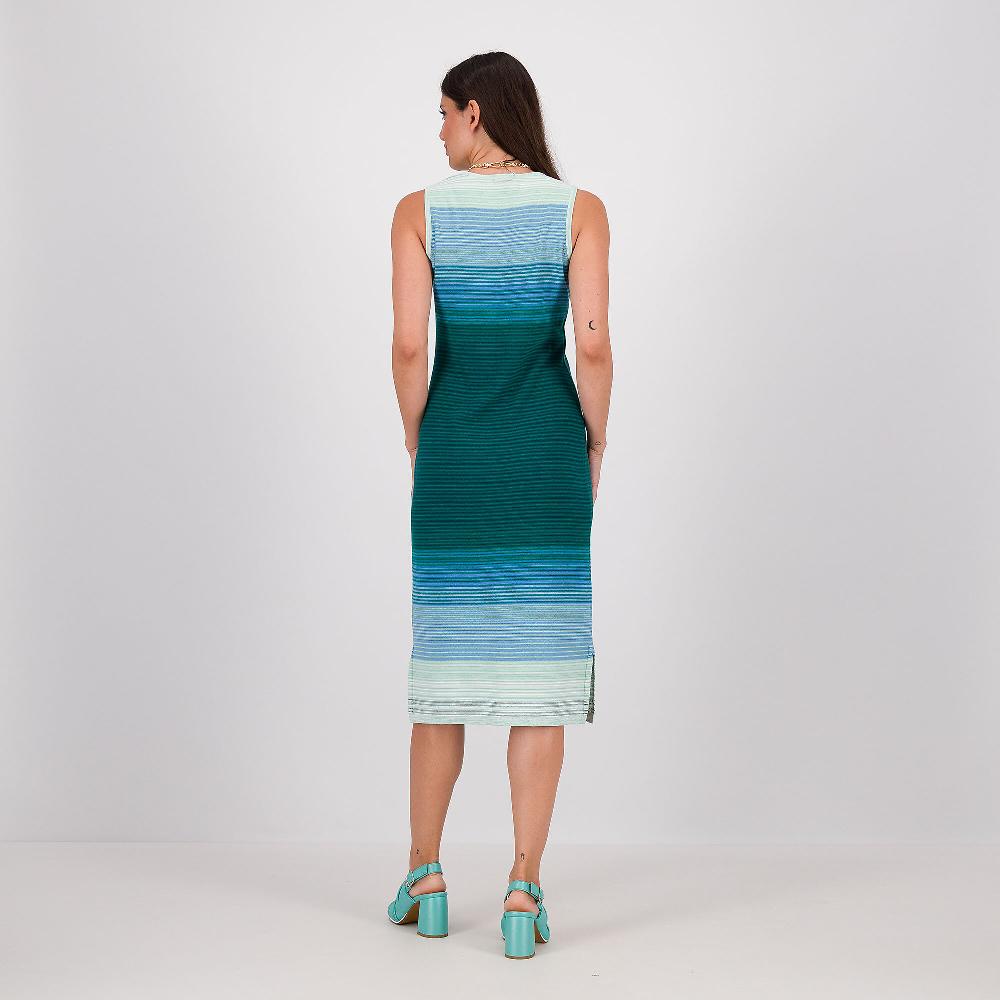 QVC Isaac Mizrahi Live Abito Smanicato In Cotone Fantasia Righe