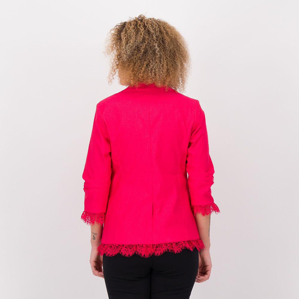 QVC Isaac Mizrahi Live Blazer In Tessuto Elasticizzato Con Bordi In Pizzo