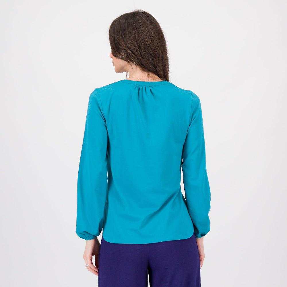 QVC Isaac Mizrahi Live Blusa In Jersey Di Cotone E Modal Con Dettaglio Arriccio