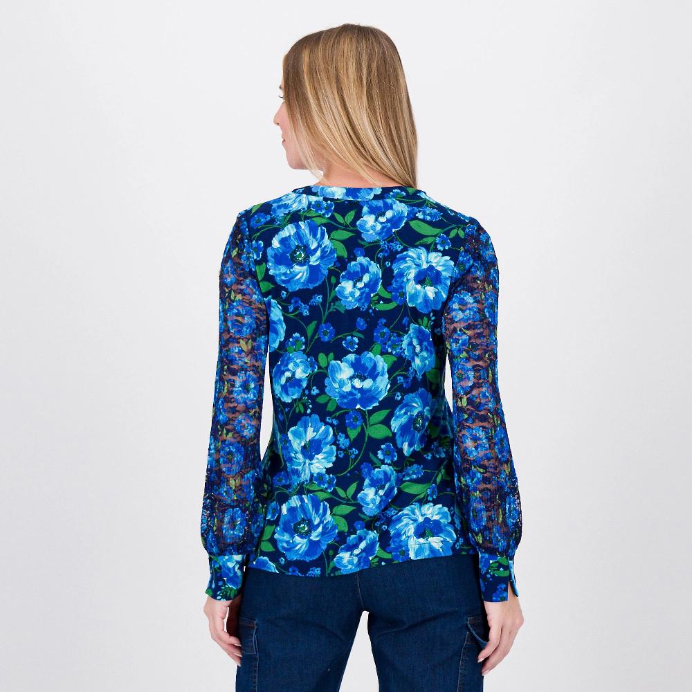 QVC Isaac Mizrahi Live Blusa In Jersey Fantasia Con Maniche A Sbuffo In Tulle