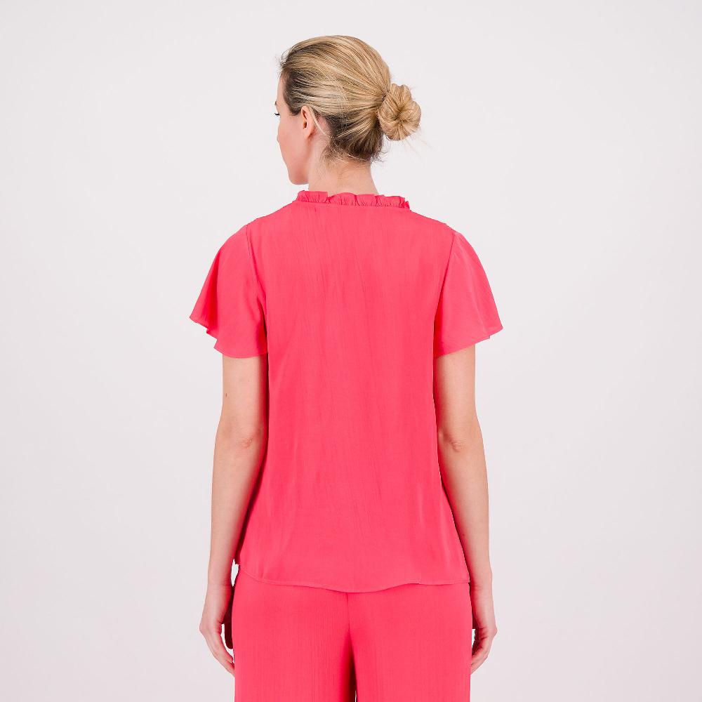 QVC Isaac Mizrahi Live Blusa In Satin Effetto Mosso Con Manica Corta
