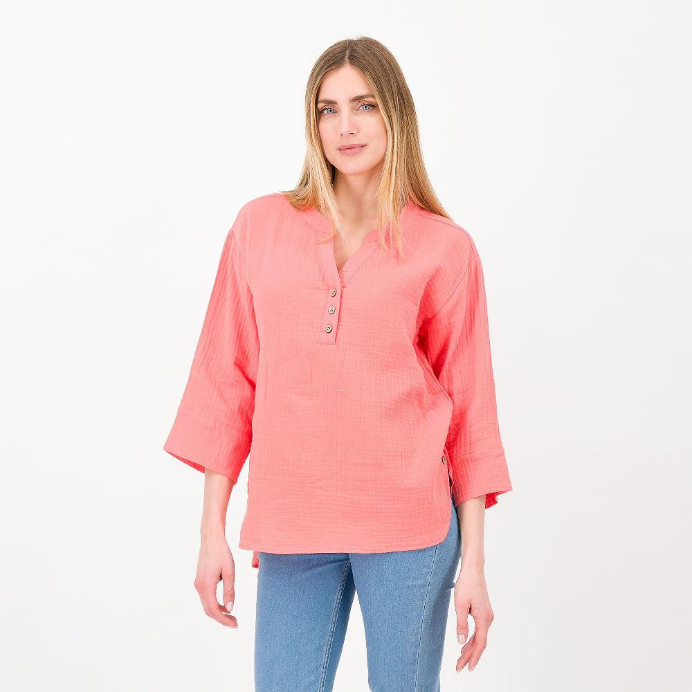 QVC Isaac Mizrahi Live Blusa in tela di cotone con bottoni