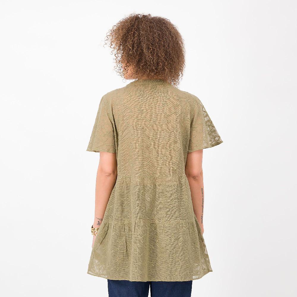 QVC Isaac Mizrahi Live Camicia Ricamata In Cotone Con Balze