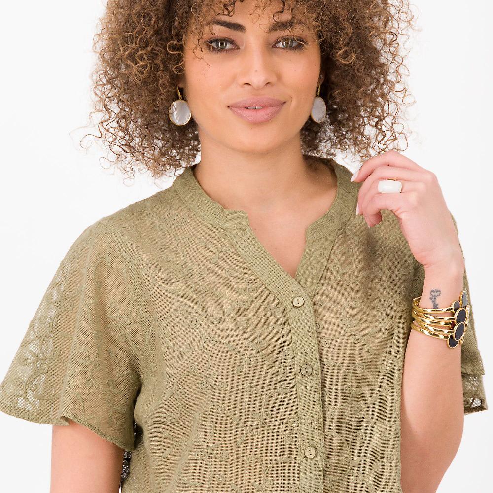 QVC Isaac Mizrahi Live Camicia Ricamata In Cotone Con Balze