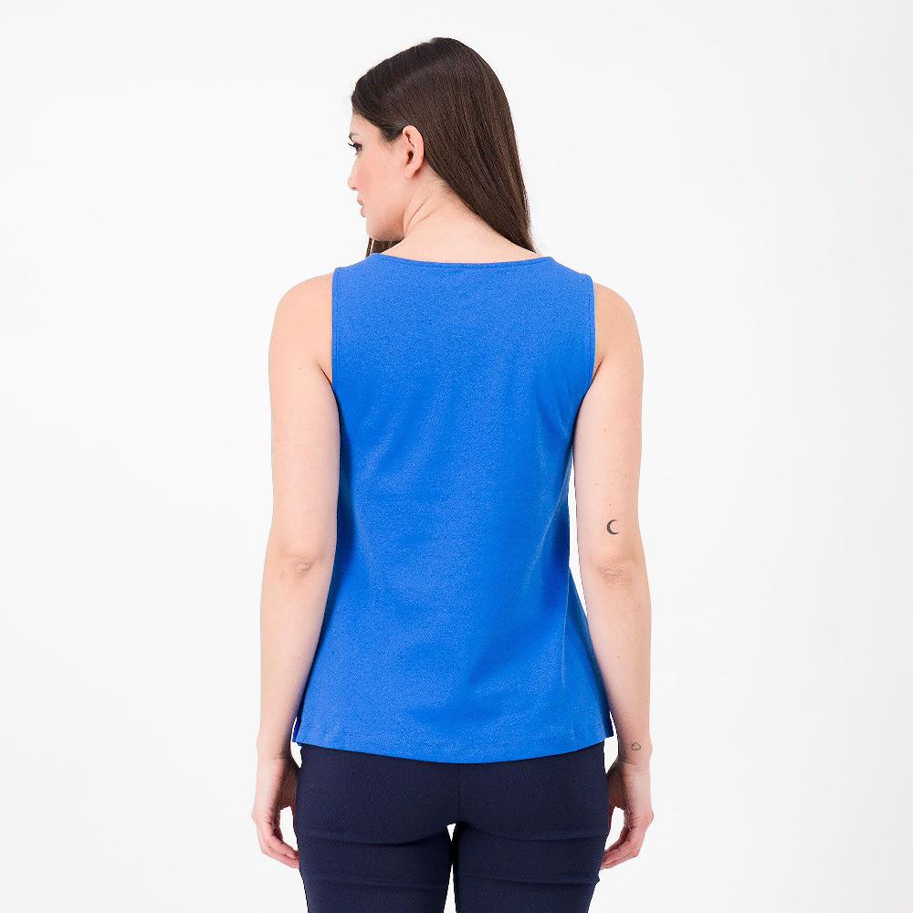 QVC Isaac Mizrahi Live Canotta Girocollo 100% Cotone PIMA Fondo Stondato Con Spacchi Laterali