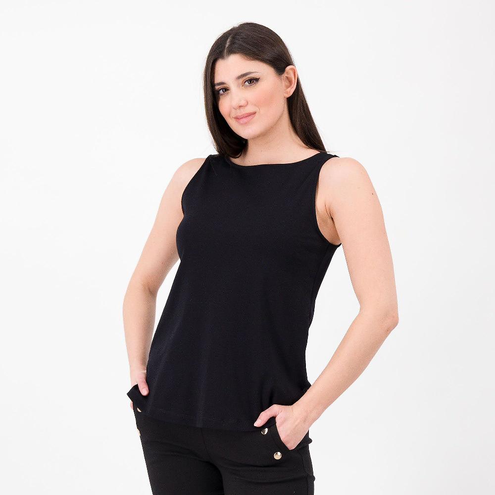 QVC Isaac Mizrahi Live Canotta girocollo 100% cotone PIMA Fondo stondato con spacchi laterali