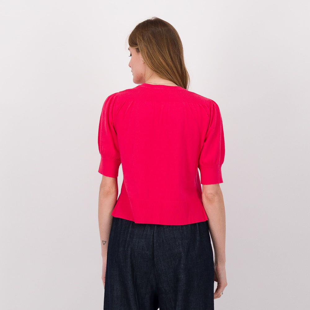 QVC Isaac Mizrahi Live Cardigan A Maniche Corte In Maglia Misto Cotone Con Seta