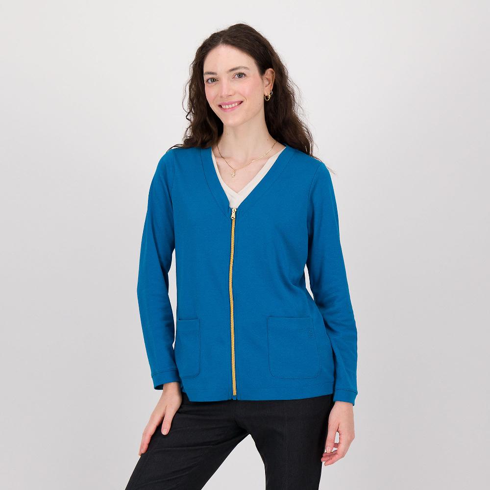 QVC Isaac Mizrahi Live Cardigan In Cotone Con Maniche Lunghe E Chiusura Con Zip