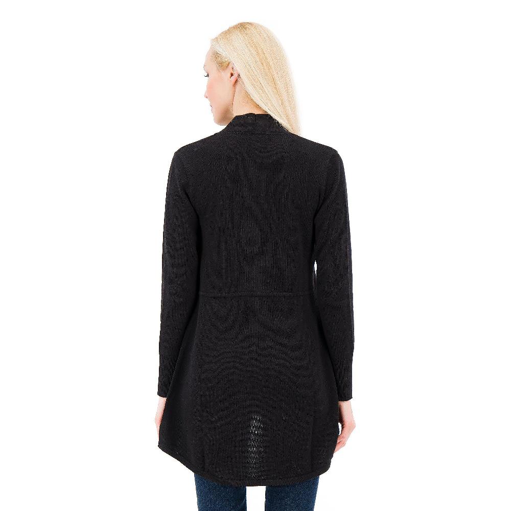 QVC Isaac Mizrahi Live Cardigan In Maglia Di Cotone E Viscosa Tasche Applicate Linea Sciancrata