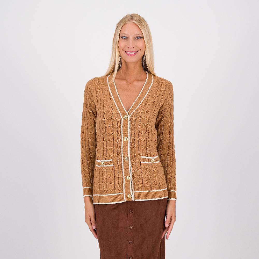 QVC Isaac Mizrahi Live Cardigan in maglia intrecciata con bottoni