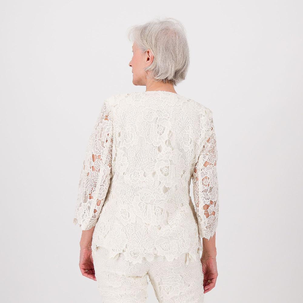 QVC Isaac Mizrahi Live Giacca In Pizzo Con Linea Sciancrata E Manica 7/8