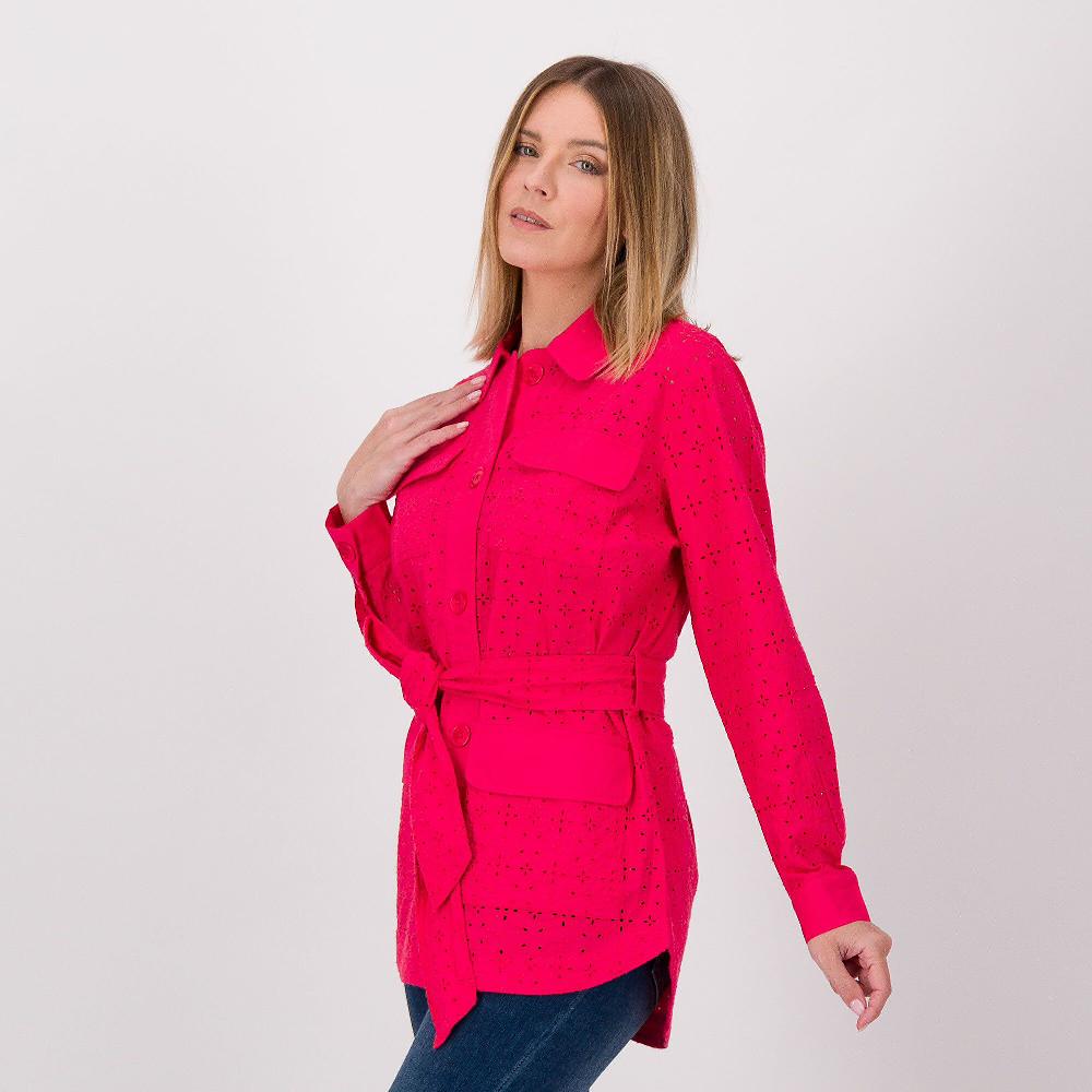 QVC Isaac Mizrahi Live Giacca sahariana in sangallo di cotone con cintura