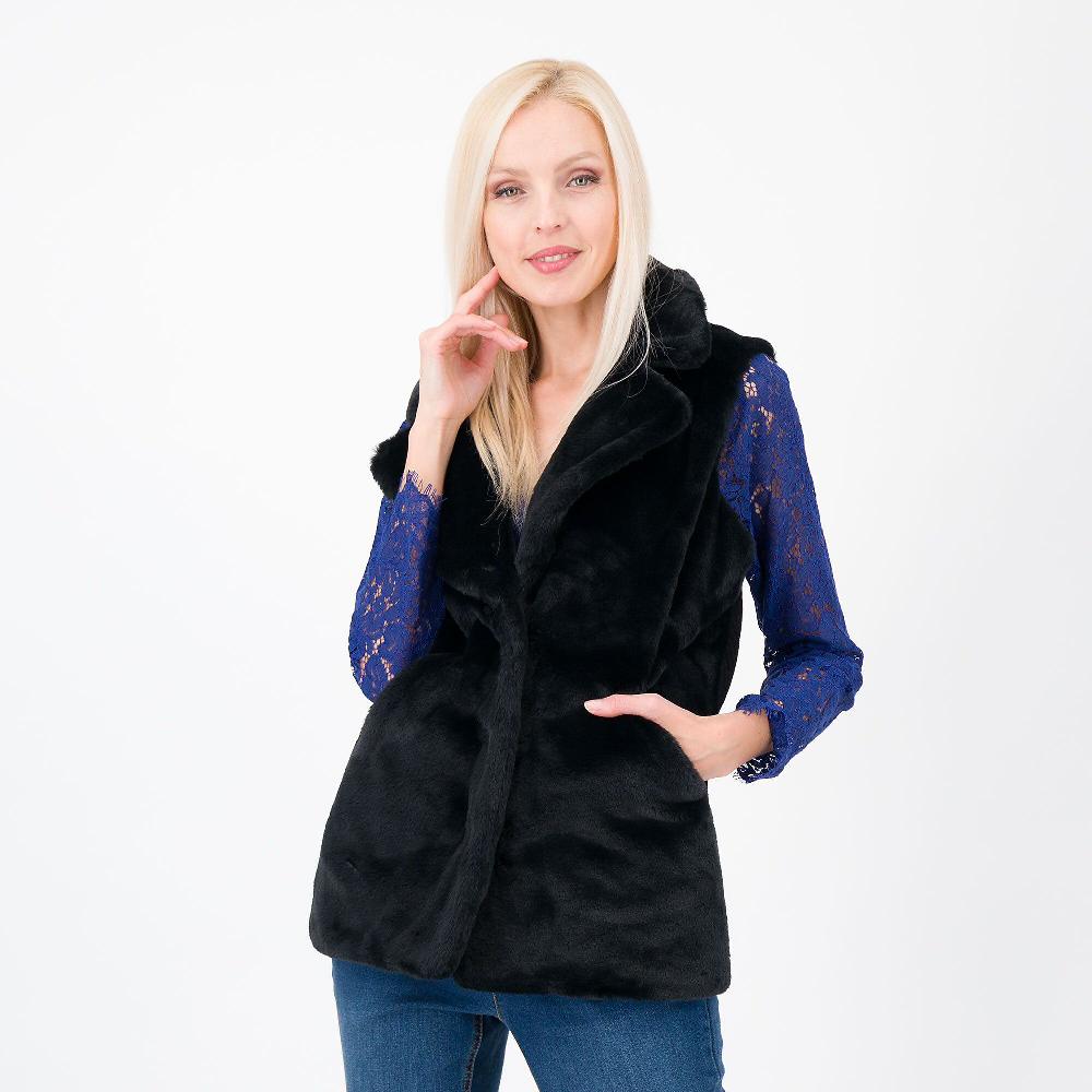QVC Isaac Mizrahi Live Gilet in pelo sintetico e maglia a costine