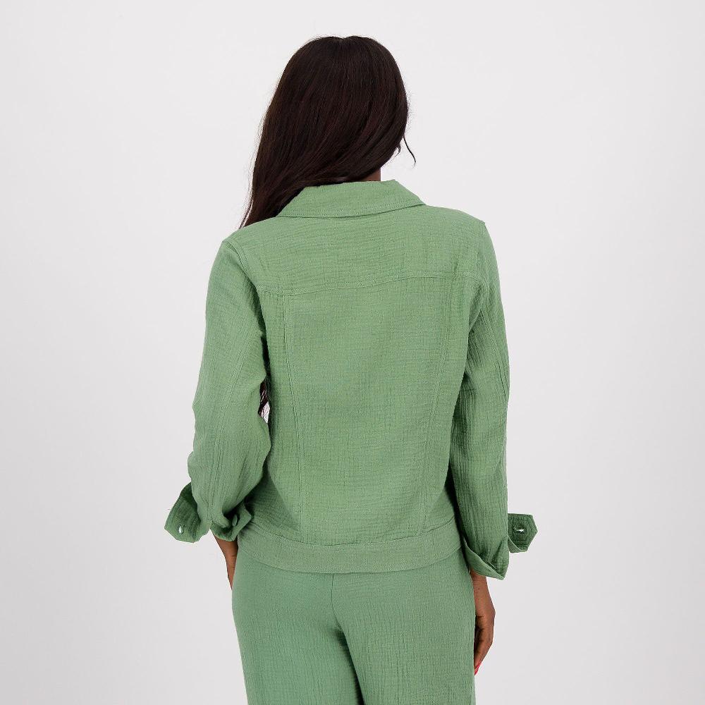 QVC Isaac Mizrahi Live Giubbino In Garza Di Cotone Collo A Camicia Chiusura Con Bottoni