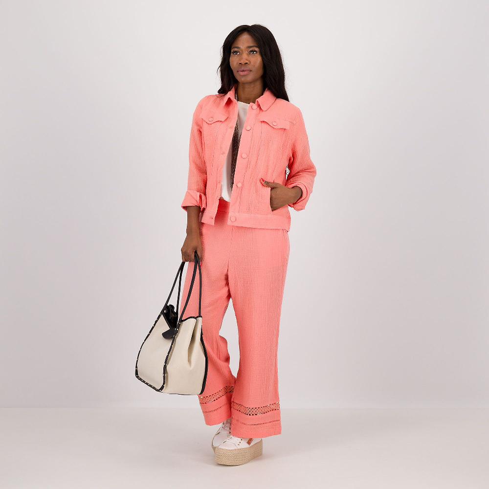QVC Isaac Mizrahi Live Giubbino In Garza Di Cotone Collo A Camicia Chiusura Con Bottoni