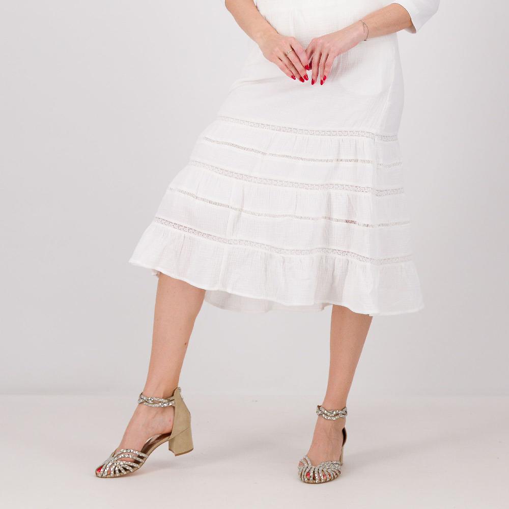 QVC Isaac Mizrahi Live Gonna a balze in voile di cotone con pizzo
