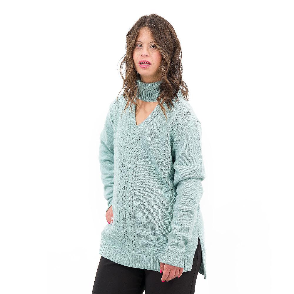 QVC Isaac Mizrahi Live Maglia collo alto con apertura a V