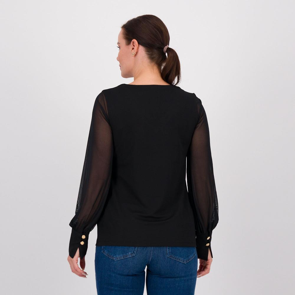 QVC Isaac Mizrahi Live Maglia Con Corpo In Jersey E Maniche In Tulle
