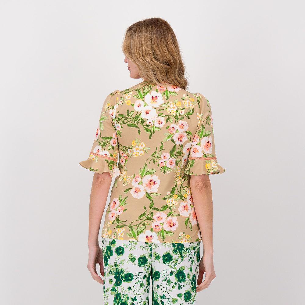 QVC Isaac Mizrahi Live Maglia Con Scollo A V Con Motivo Con Passamaneria