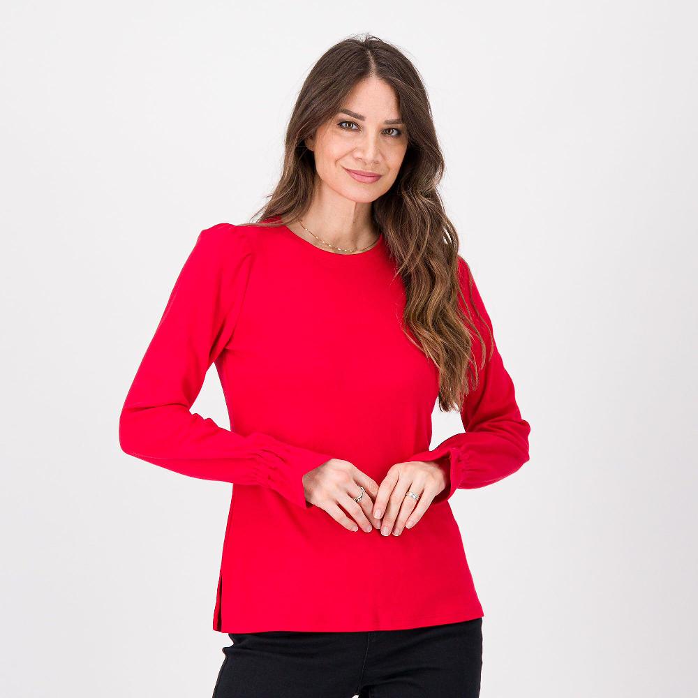 QVC Isaac Mizrahi Live Maglia girocollo in cotone con manica a sbuffo
