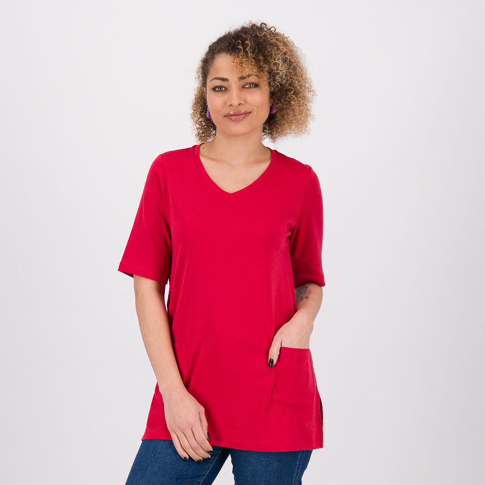 QVC Isaac Mizrahi Live Maglia in jersey di cotone scollo a V